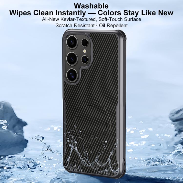 For Samsung Galaxy S24 5G Blade-Style Carbon Fiber Texture Magnetic Skin-Feel Phone Case