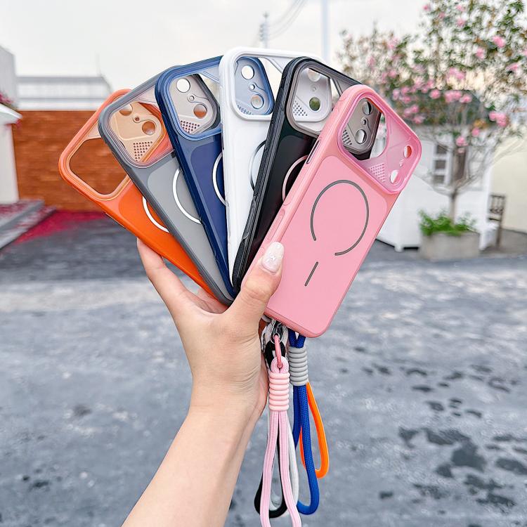 For iPhone 17 Pro Mecha Style Change to 17 Magnetic Phone Case with Wrist Strap