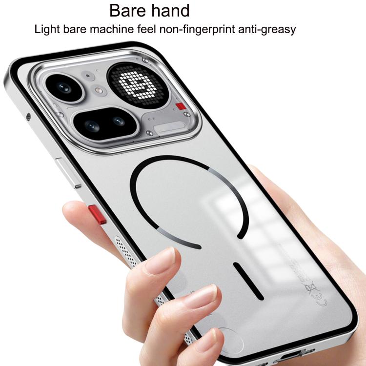 For Nothing Phone 4a Pro Single-sided Snap Buckle Metal Frame Frosted MagSafe Phone Case