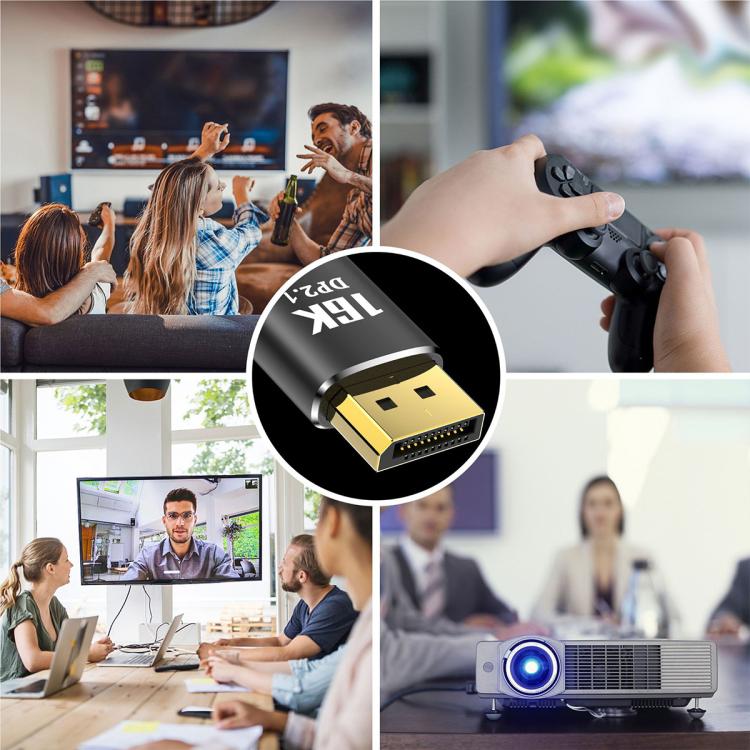 WG235 DP2.1 to DP2.1 16K 30Hz HD Video Adapter Cable, Length:3m - Black