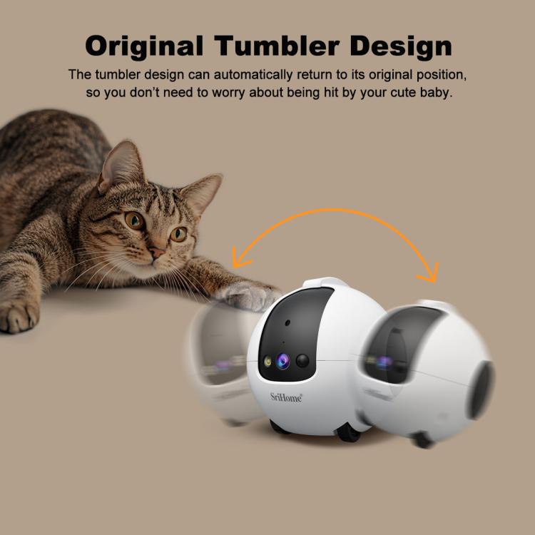 SriHome DH013 Plus 4MP Smart Pet Robot Camera with Auto-Charging Dock, Plug Type:UK Plug - White