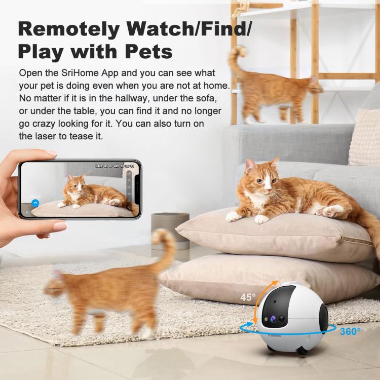 SriHome DH013 Plus 4MP Smart Pet Robot Camera with Auto-Charging Dock, Plug Type:AU Plug - White