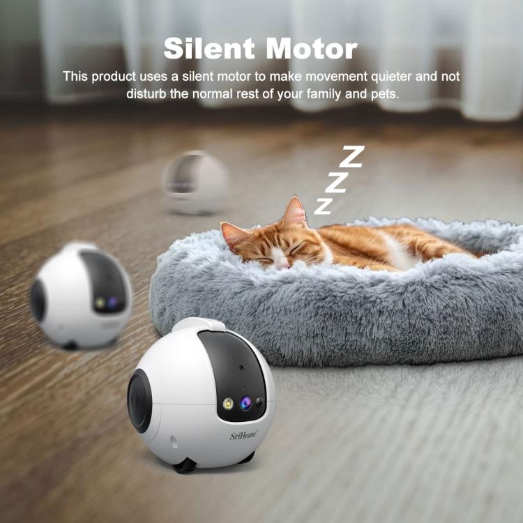 SriHome DH013 Plus 4MP Smart Pet Robot Camera with Auto-Charging Dock, Plug Type:UK Plug - White