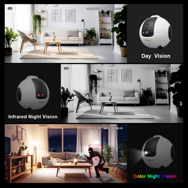 SriHome DH013 Plus 4MP Smart Pet Robot Camera with Auto-Charging Dock, Plug Type:UK Plug - White