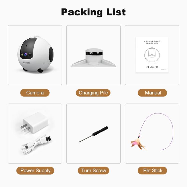 SriHome DH013 Plus 4MP Smart Pet Robot Camera with Auto-Charging Dock, Plug Type:UK Plug - White
