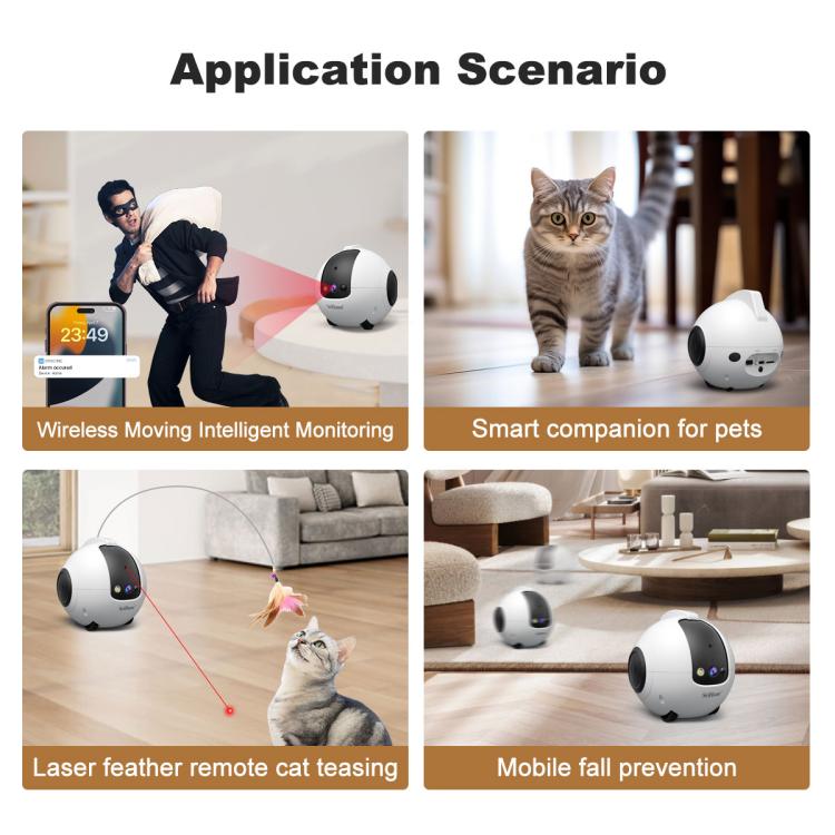 SriHome DH013 Plus 4MP Smart Pet Robot Camera with Auto-Charging Dock, Plug Type:UK Plug - White