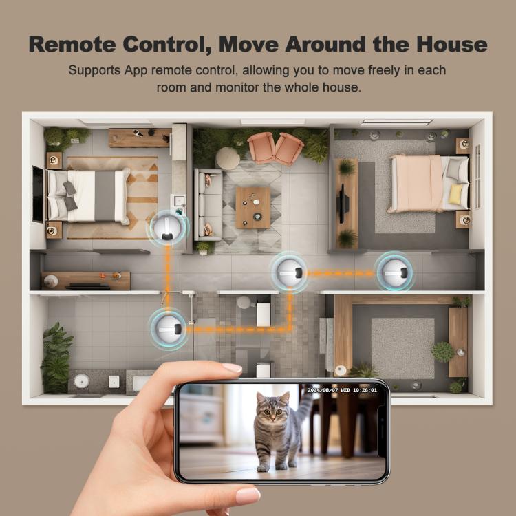 SriHome DH013 Plus 4MP Smart Pet Robot Camera with Auto-Charging Dock, Plug Type:UK Plug - White