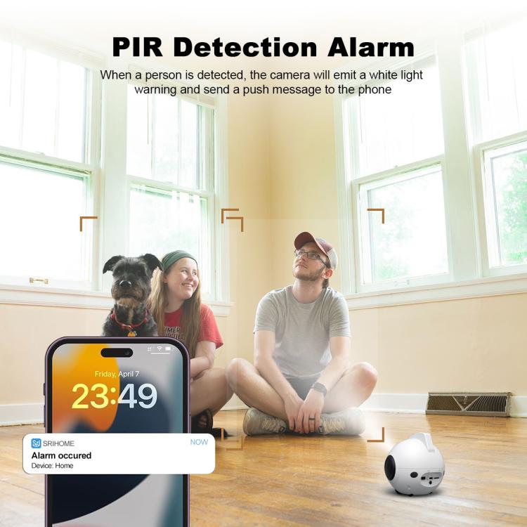 SriHome DH013 Plus 4MP Smart Pet Robot Camera with Auto-Charging Dock, Plug Type:UK Plug - White