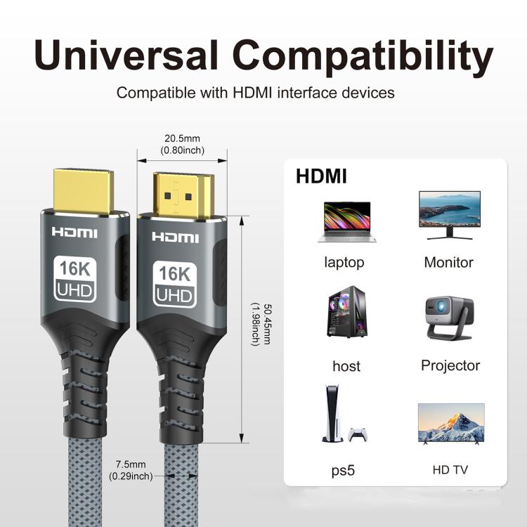 WG229 16K 60Hz HDMI 2.2 High Speed ??Transmission HD Adapter Cable, Length:2m