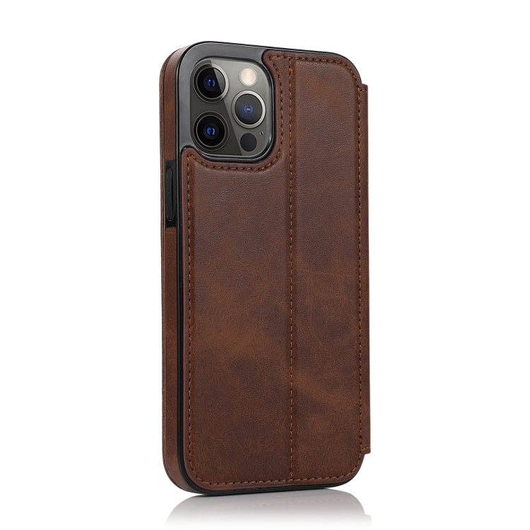 For iPhone 12 / 12 Pro Strong Magnetic Closure PU + TPU Leather Case with Card Slots & Holder
