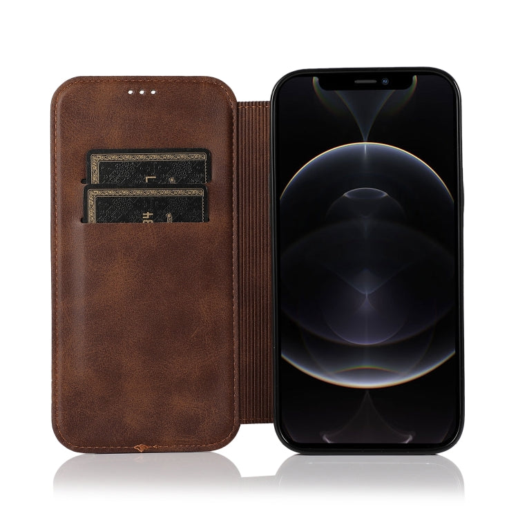 For iPhone 12 / 12 Pro Strong Magnetic Closure PU + TPU Leather Case with Card Slots & Holder