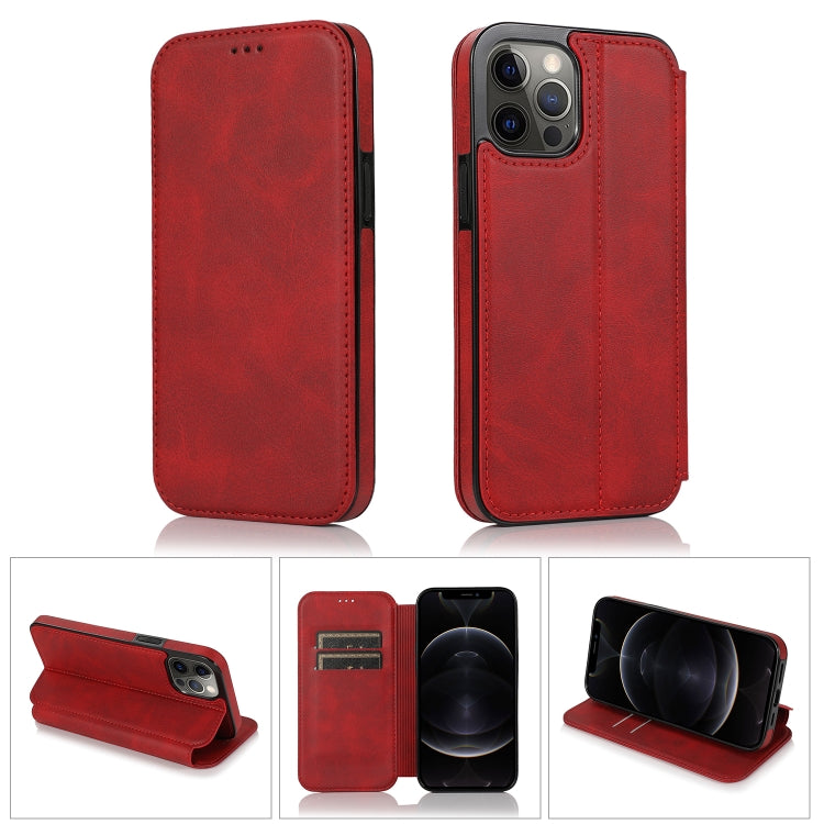 For iPhone 12 / 12 Pro Strong Magnetic Closure PU + TPU Leather Case with Card Slots & Holder