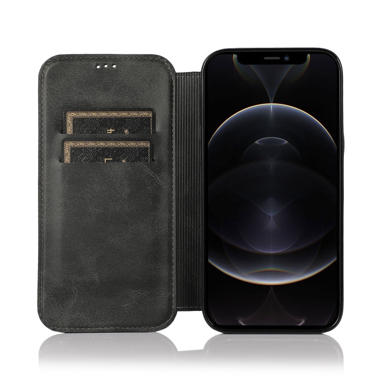 For iPhone 12 / 12 Pro Strong Magnetic Closure PU + TPU Leather Case with Card Slots & Holder
