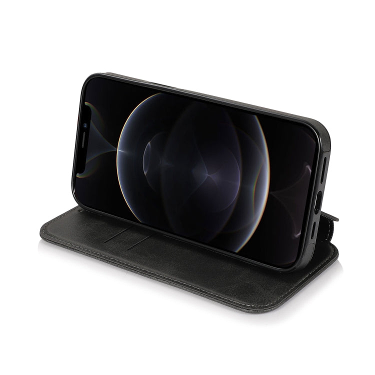 For iPhone 12 / 12 Pro Strong Magnetic Closure PU + TPU Leather Case with Card Slots & Holder