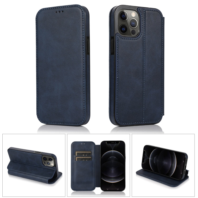For iPhone 12 / 12 Pro Strong Magnetic Closure PU + TPU Leather Case with Card Slots & Holder
