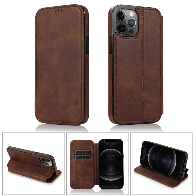 For iPhone 12 Pro Max Strong Magnetic Closure PU + TPU Leather Case with Card Slots & Holder