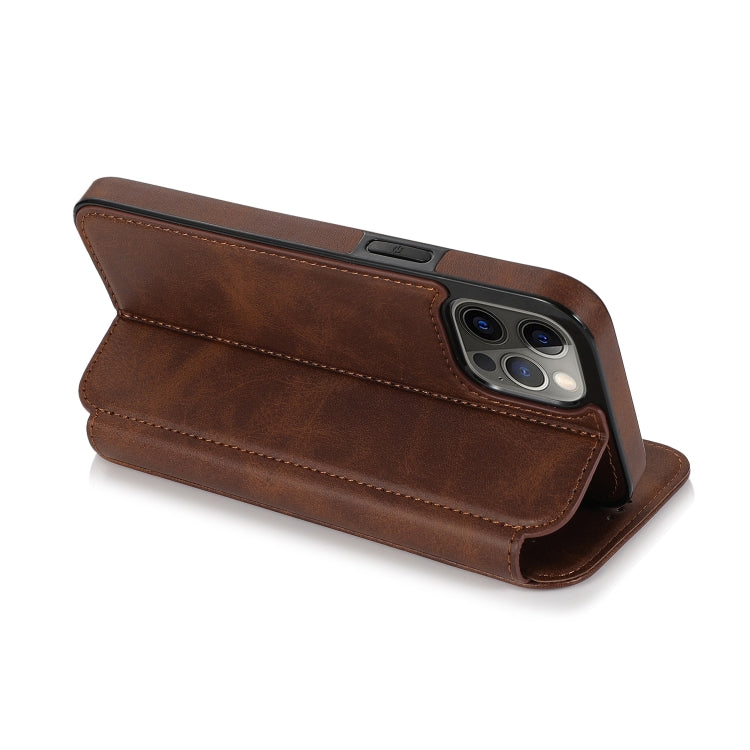 For iPhone 12 Pro Max Strong Magnetic Closure PU + TPU Leather Case with Card Slots & Holder