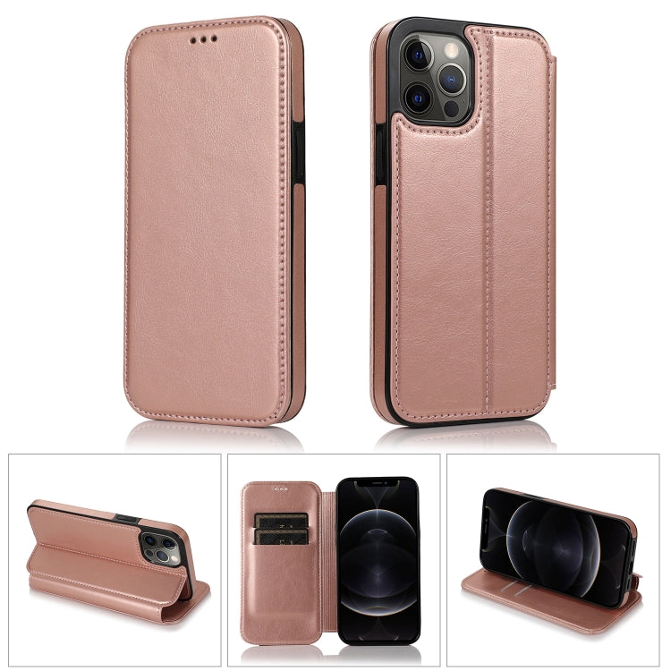 For iPhone 12 Pro Max Strong Magnetic Closure PU + TPU Leather Case with Card Slots & Holder