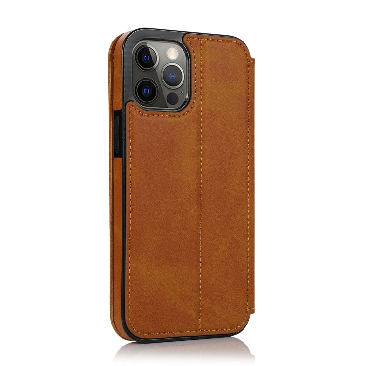 For iPhone 12 Pro Max Strong Magnetic Closure PU + TPU Leather Case with Card Slots & Holder