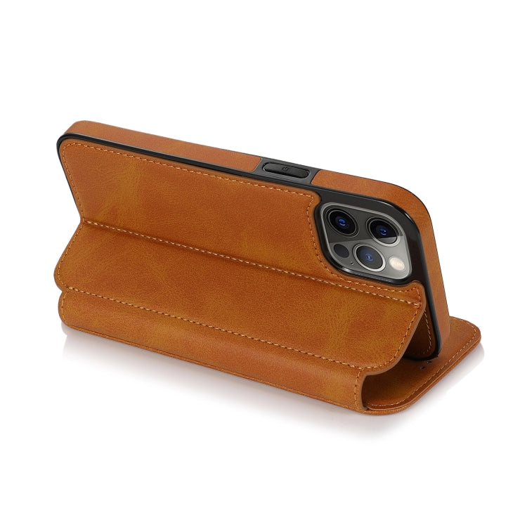 For iPhone 12 Pro Max Strong Magnetic Closure PU + TPU Leather Case with Card Slots & Holder