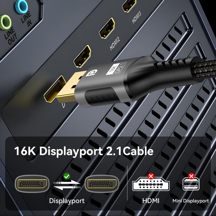 WG230 8K 120Hz DP2.1 to DP2.1 High Bandwidth High Refresh Rate Video Cable, Length:2m