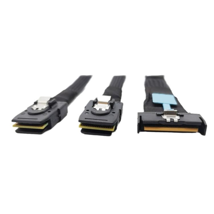 Gen5 MCIO X8 to Dual SFF-8087 Server Data Transfer Cable, Length:0.5m - Black