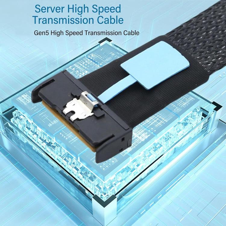 Gen5 MCIO X8 to Dual SFF-8087 Server Data Transfer Cable, Length:0.5m - Black