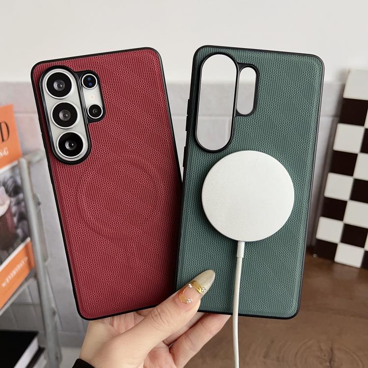 For Samsung Galaxy S26 Ultra 5G Twill Texture PU Magnetic Phone Case