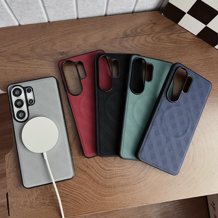 For Samsung Galaxy S26 Ultra 5G Twill Texture PU Magnetic Phone Case