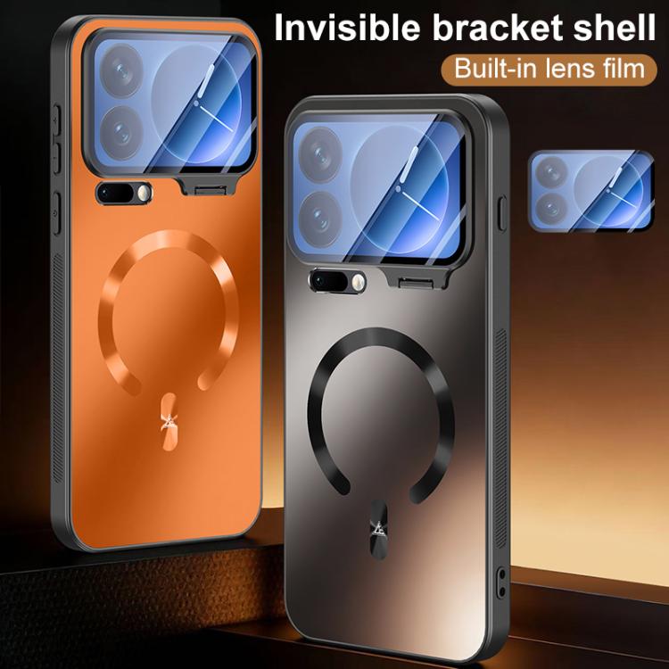 For Xiaomi 17 Pro Max Ice Magnetic Straight Edge Lens Holder Magnetic Phone Case