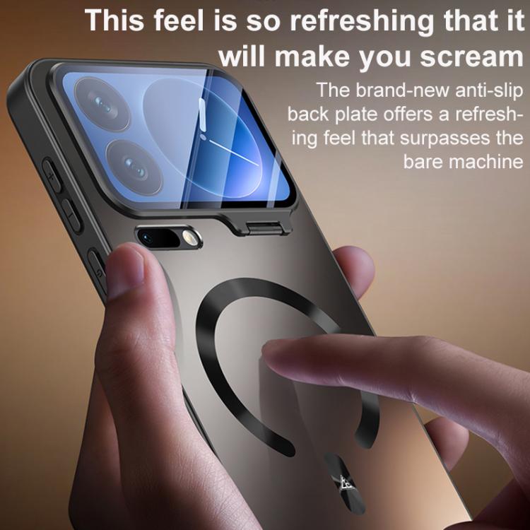 For Xiaomi 17 Pro Max Ice Magnetic Straight Edge Lens Holder Magnetic Phone Case