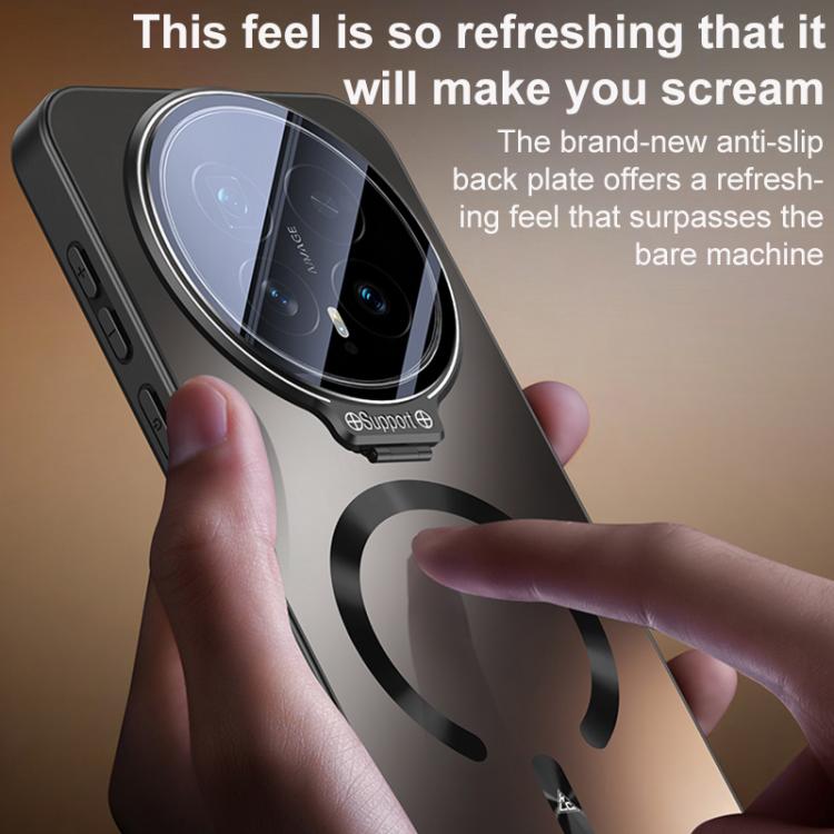 For Honor Magic8 Pro Ice Magnetic Straight Edge Lens Holder Magnetic Phone Case