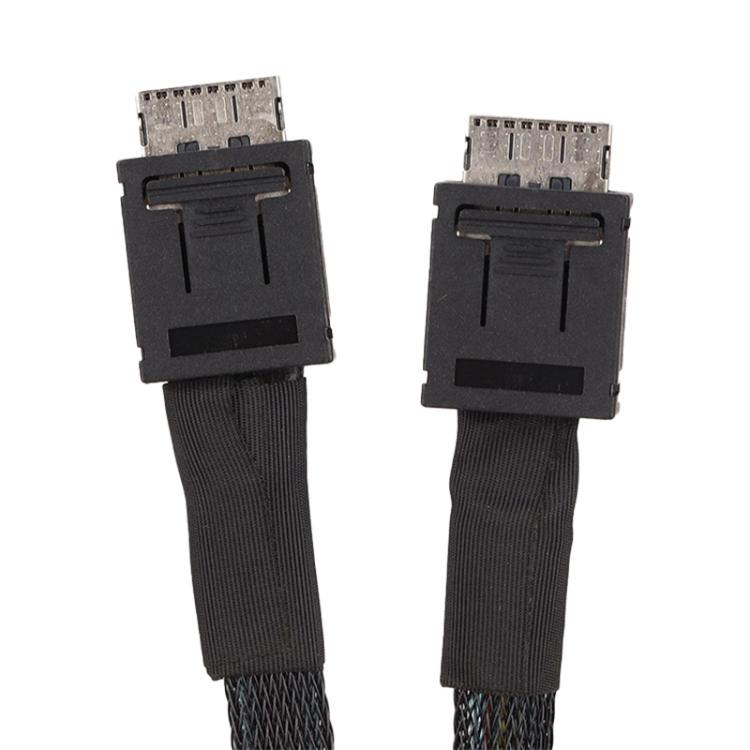 Slim SAS SFF-8654 8i to Dual Oculink SFF-8611 4i Server High-Speed Data Transfer Connection Cable, Length:0.5m - Black