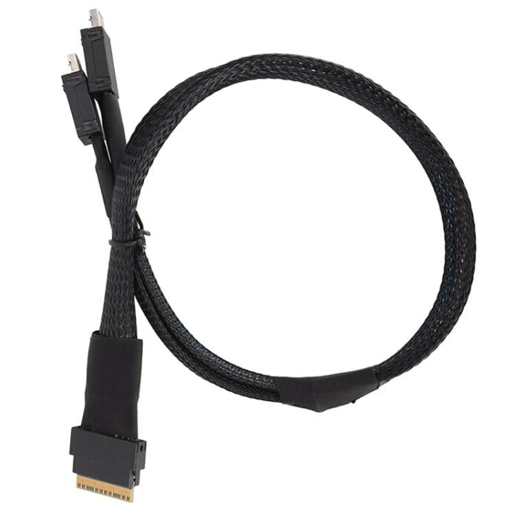 Slim SAS SFF-8654 8i to Dual Oculink SFF-8611 4i Server High-Speed Data Transfer Connection Cable, Length:0.5m - Black