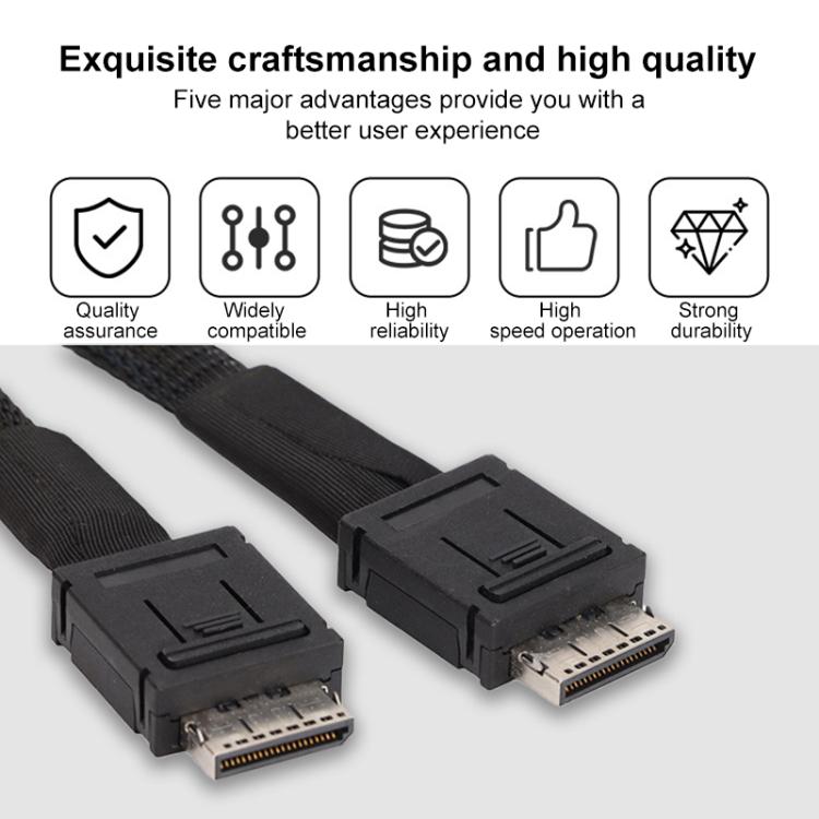 Slim SAS SFF-8654 8i to Dual Oculink SFF-8611 4i Server High-Speed Data Transfer Connection Cable, Length:0.5m - Black