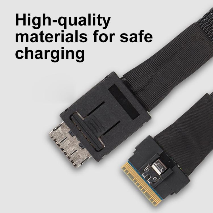 Slim SAS SFF-8654 8i to Dual Oculink SFF-8611 4i Server High-Speed Data Transfer Connection Cable, Length:0.5m - Black