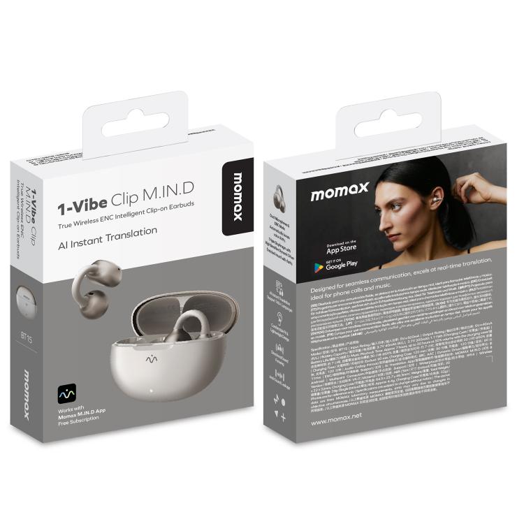 MOMAX 1-Vibe Clip M.IN.D True Wireless Clip Noise Reduction Bluetooth 6.0 Earphones