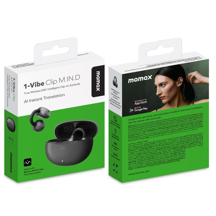 MOMAX 1-Vibe Clip M.IN.D True Wireless Clip Noise Reduction Bluetooth 6.0 Earphones