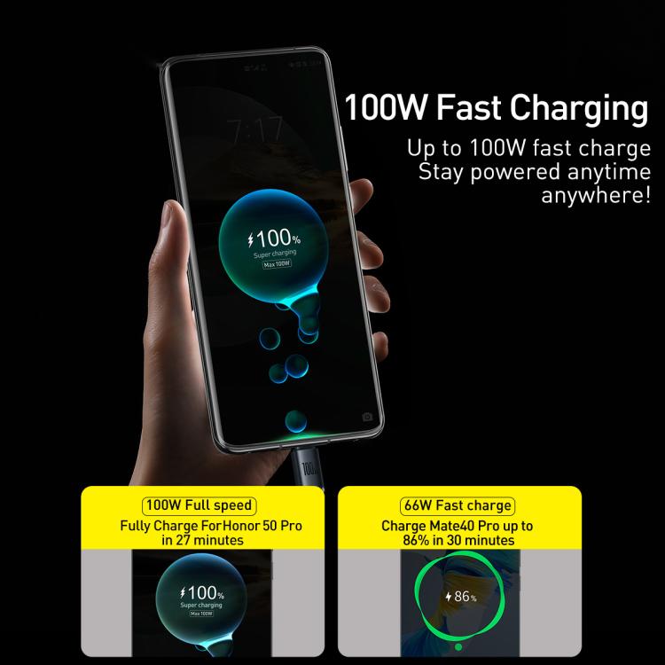 Baseus Crystal Shine Series Fast Charging Cable USB to Type-C 100W Cable, Length:1.2m