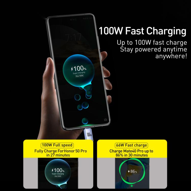 Baseus Crystal Shine Series Fast Charging Cable USB to Type-C 100W Cable, Length:1.2m