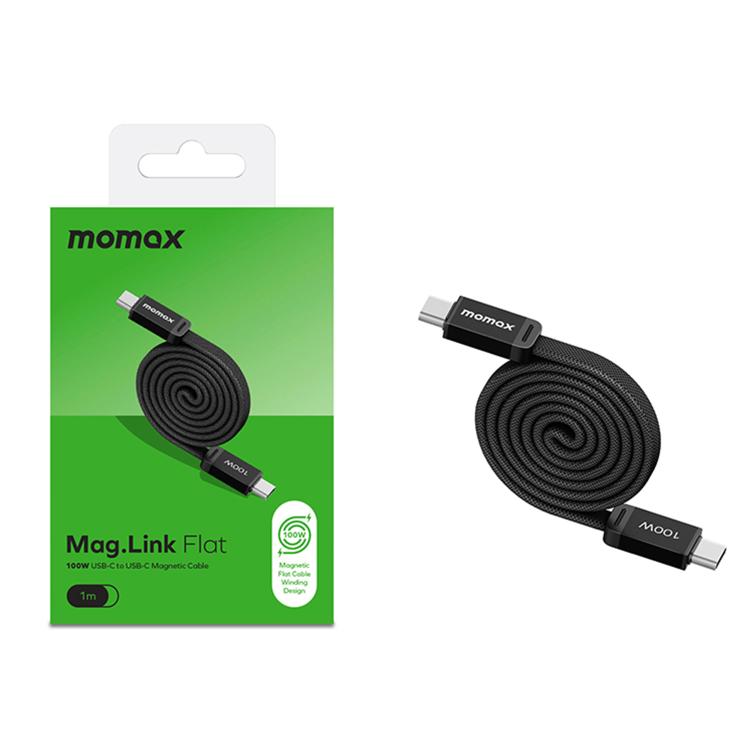 MOMAX 100W Type-C to Type-C Magnetic Retractable Fast Charging Braided Cable, Length:1m