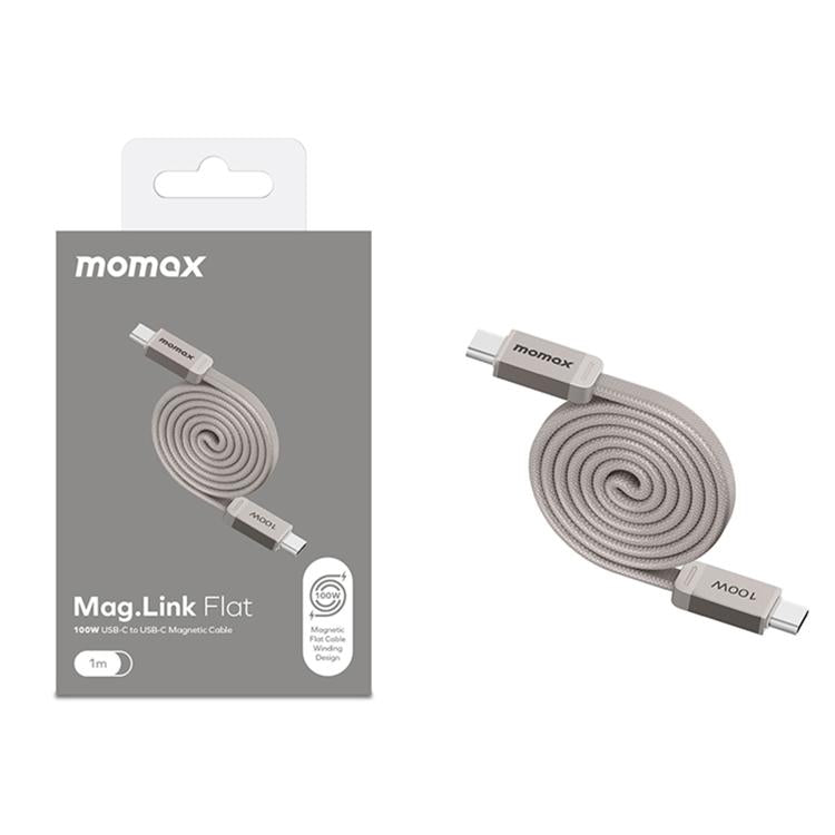 MOMAX 100W Type-C to Type-C Magnetic Retractable Fast Charging Braided Cable, Length:1m