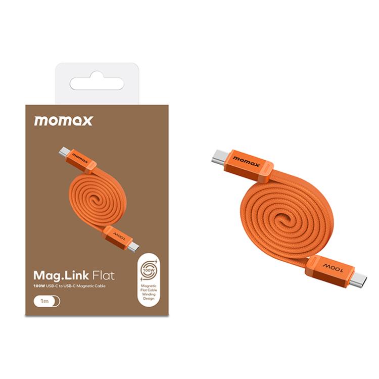 MOMAX 100W Type-C to Type-C Magnetic Retractable Fast Charging Braided Cable, Length:1m