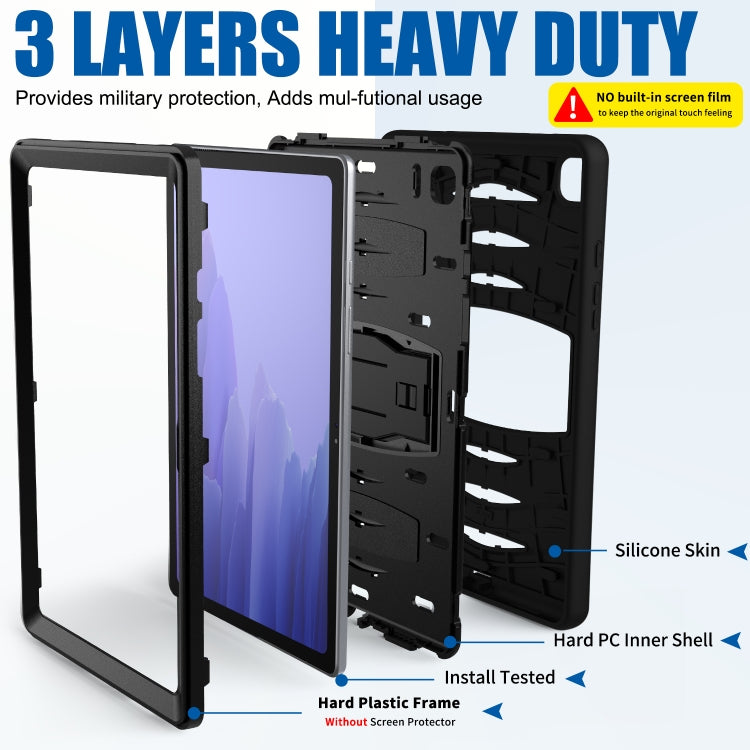 For Samsung Galaxy Tab A7 (2020) T500/T505 Wave Texture Series PC + Silicone Protective Case with Holder
