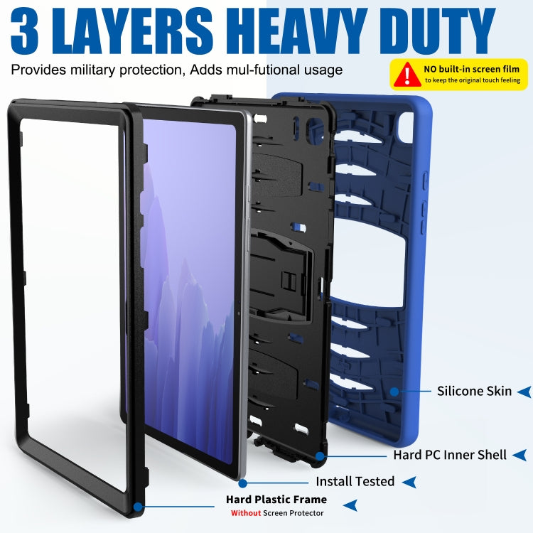 For Samsung Galaxy Tab A7 (2020) T500/T505 Wave Texture Series PC + Silicone Protective Case with Holder