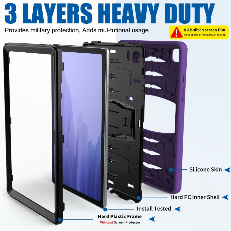 For Samsung Galaxy Tab A7 (2020) T500/T505 Wave Texture Series PC + Silicone Protective Case with Holder