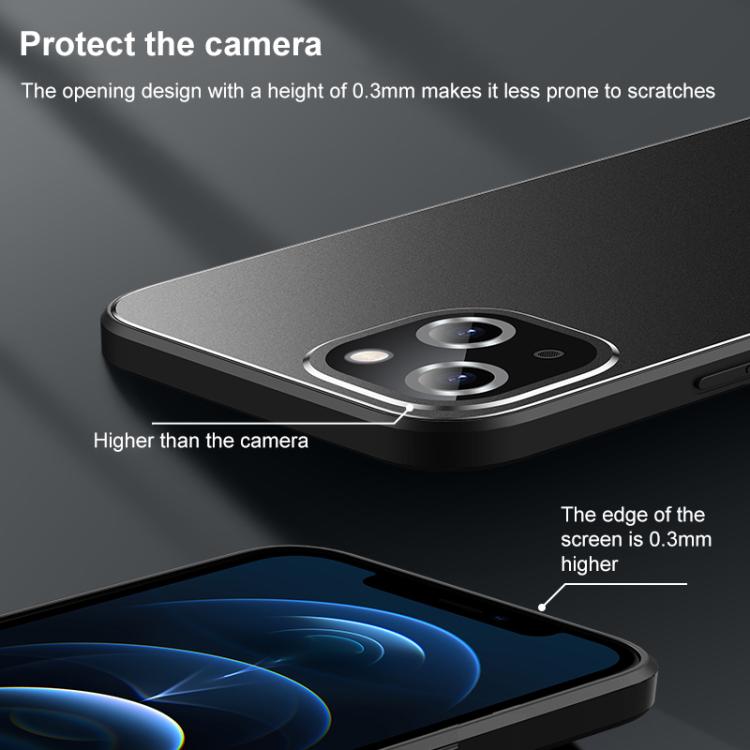 For iPhone 13 Golden Shield Metal Frosted Lens Film Phone Case