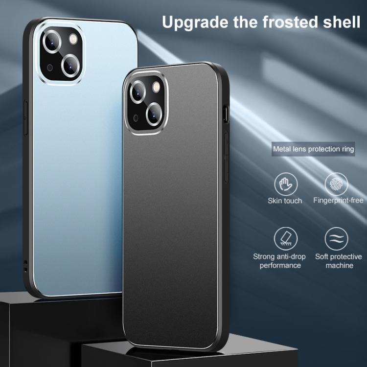For iPhone 14 Golden Shield Metal Frosted Lens Film Phone Case