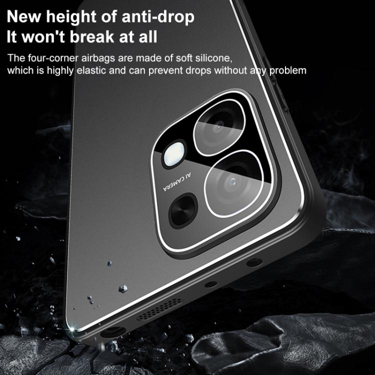 For OPPO A6 5G Golden Shield Metal Frosted Lens Film Phone Case