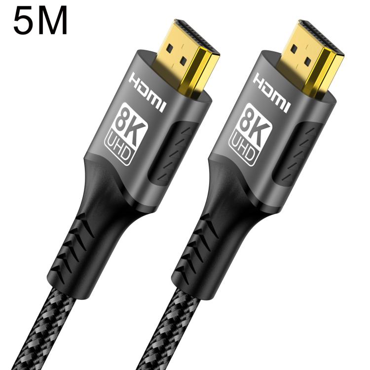 WG232 8K 60Hz HDMI 2.1 Ultra HD Braided Adapter Cable, Length:5m - Black